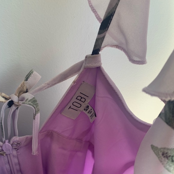 Tobi Ruffle Around Purple Floral Skater Dress - Picture 7 of 8